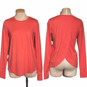 Athleta Criss Cross Back Long Sleeve Orange Size XS